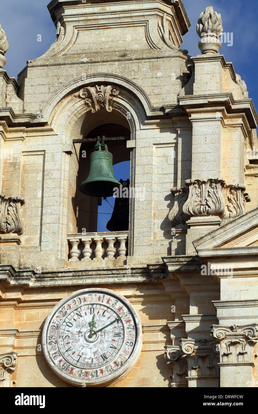 DATE CLOCK ON ST. PAUL'S CATHEDRAL MDINA MALTA 06 December 2013 Stock