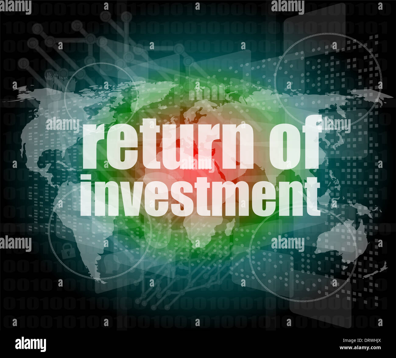 business concept: words return of investment on digital background ...