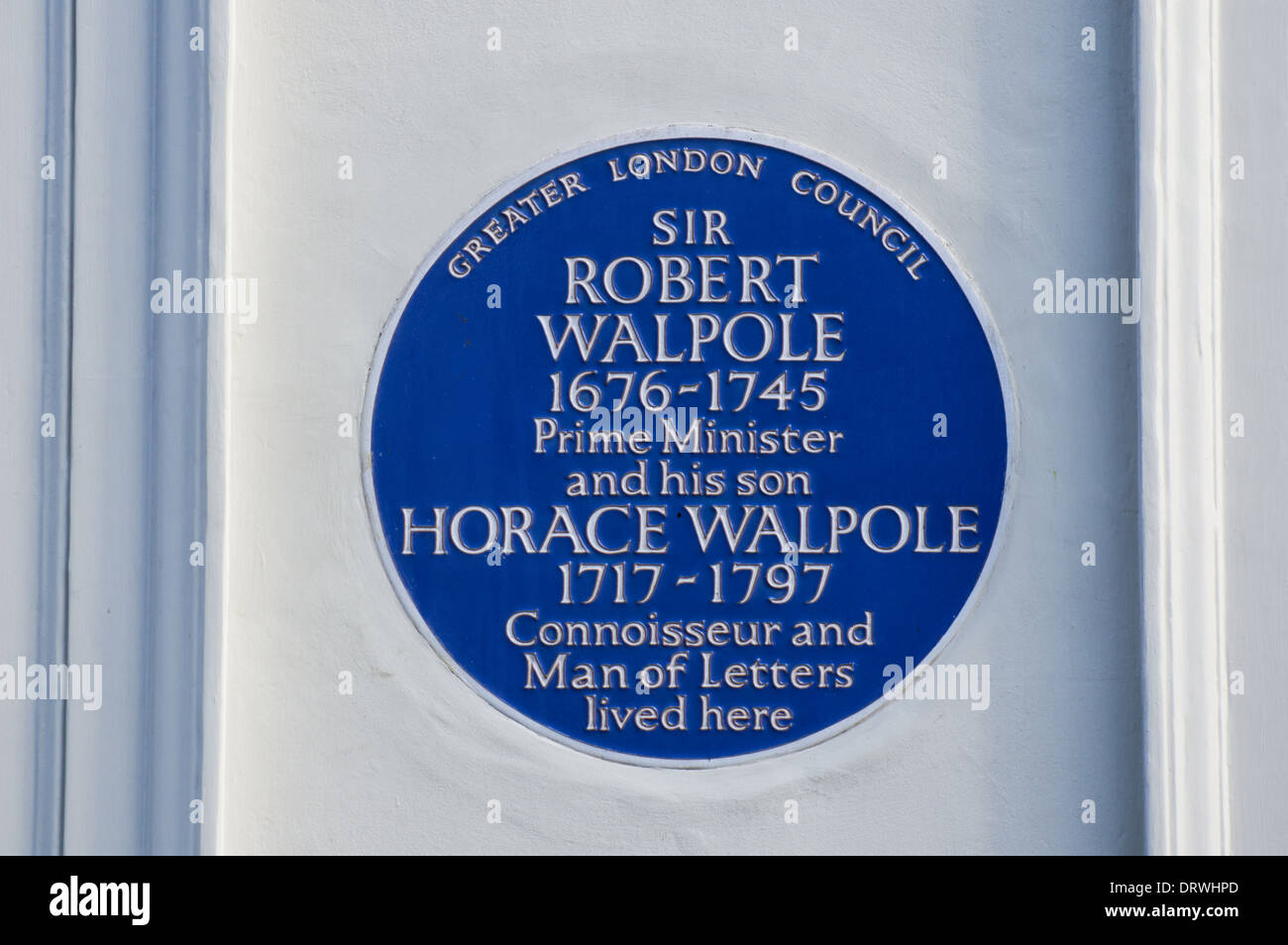 Blue Plaque of Robert Walpole and Horace Walpole, London England United