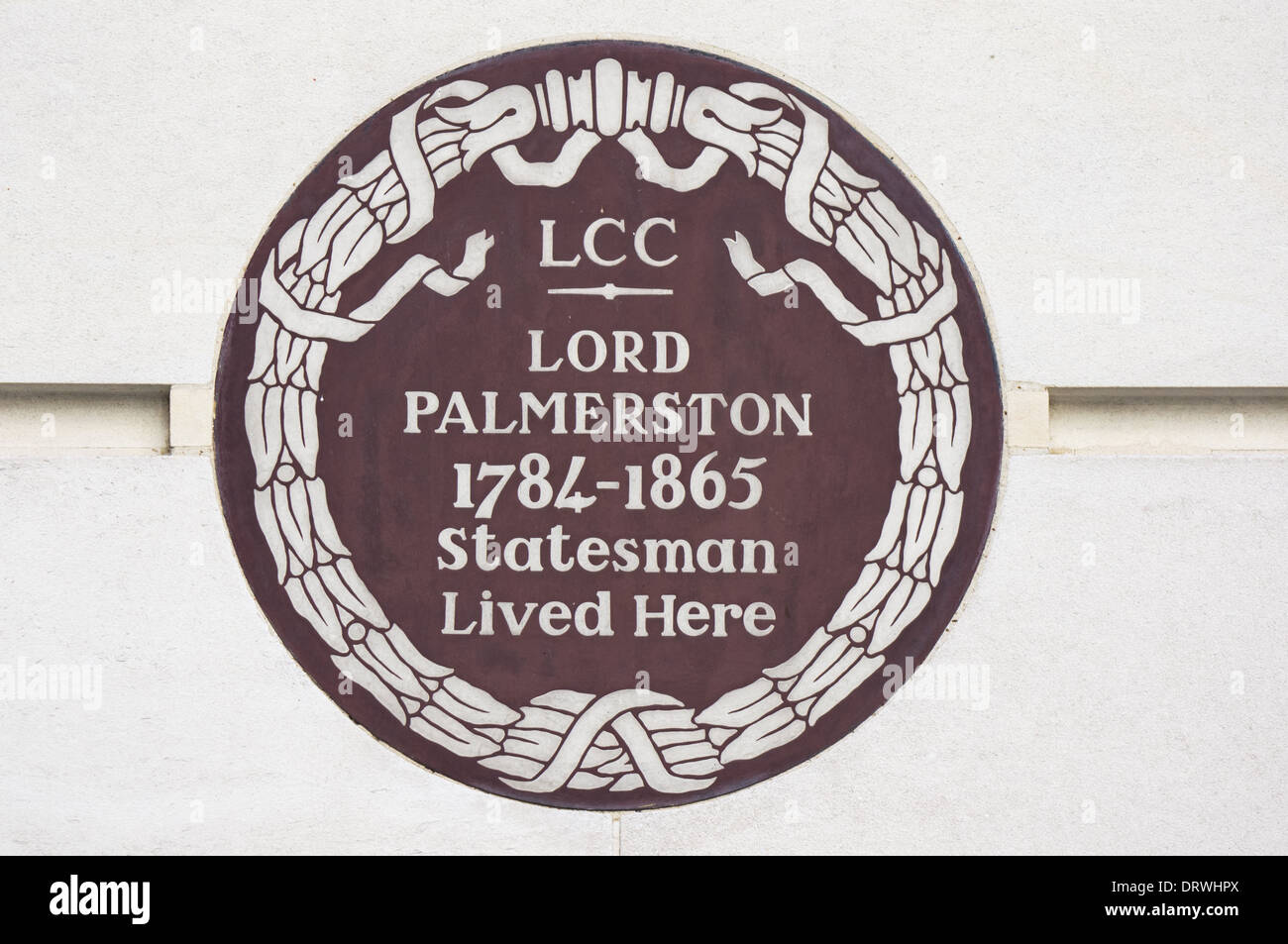 Blue Plaque of Lord Palmerston, London England United Kingdom UK Stock Photo