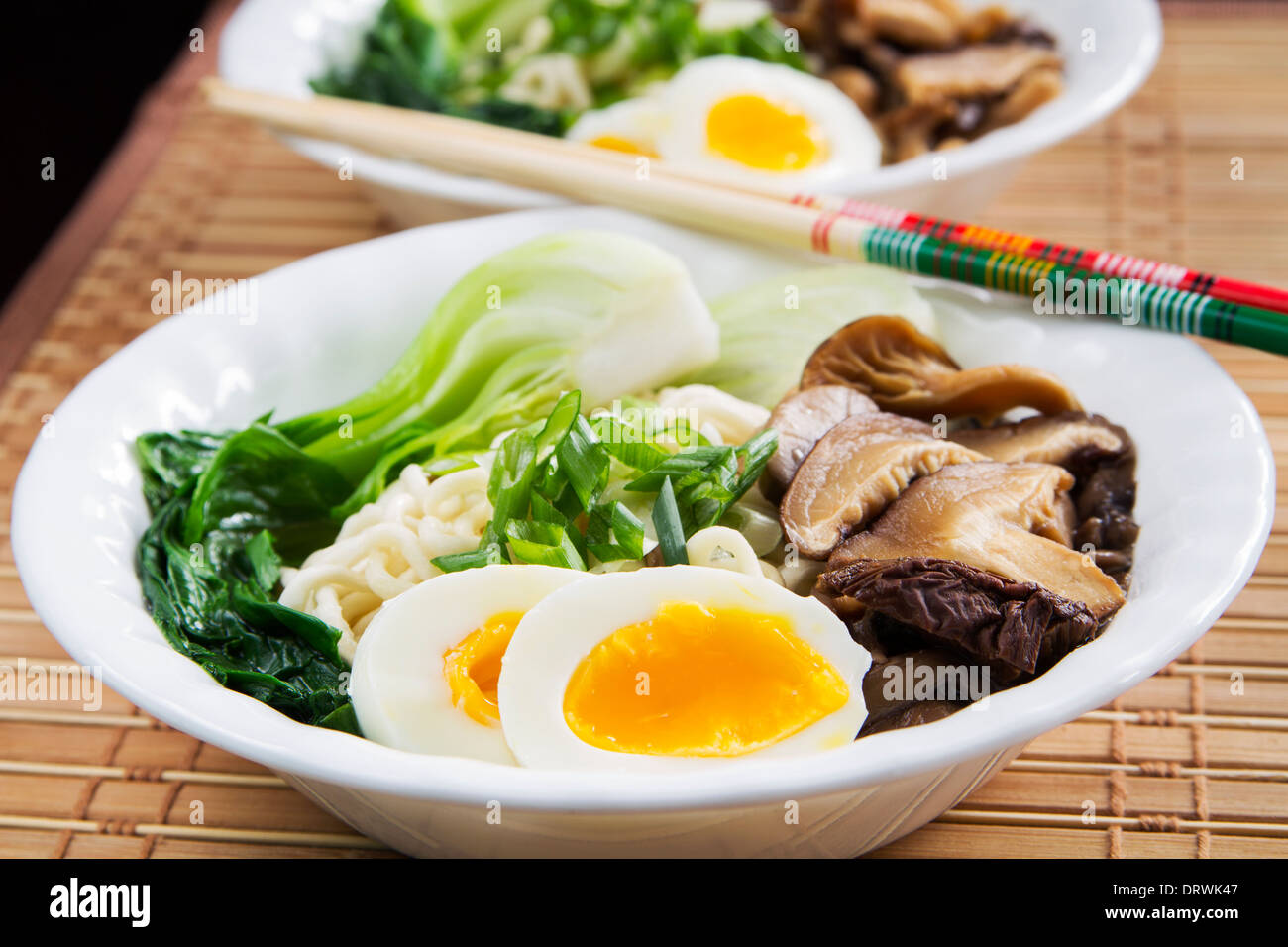 Traditional Ramen Noodle Mushroom Soup Stock Photo Alamy