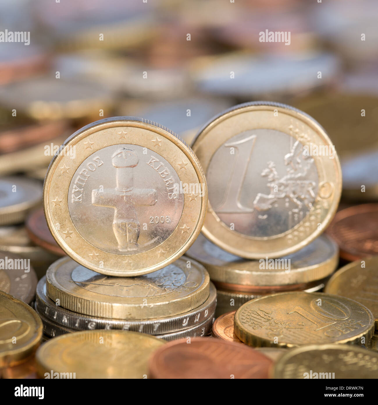 A one Euro coin from the European Union currency member country Cyprus Stock Photo