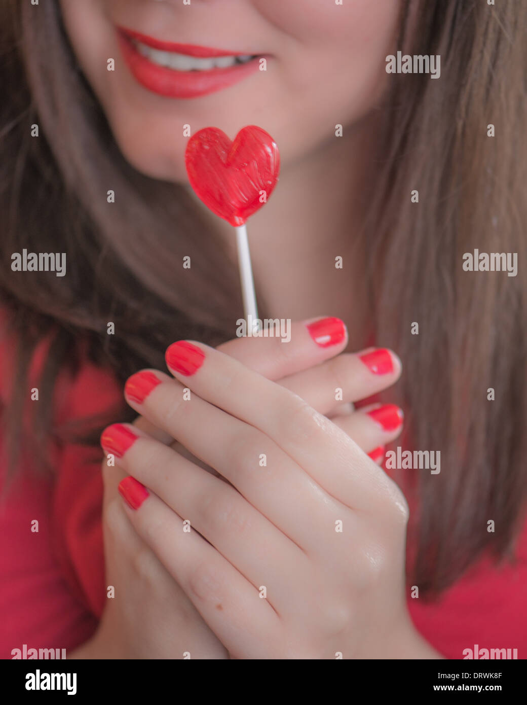 Candy heart shaped sucker hires stock