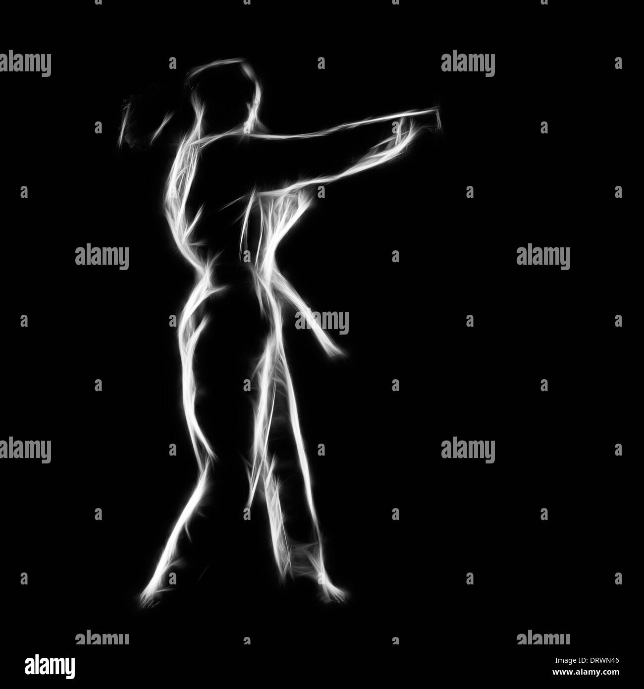 Woman in karate pose Black and White Stock Photos & Images - Alamy