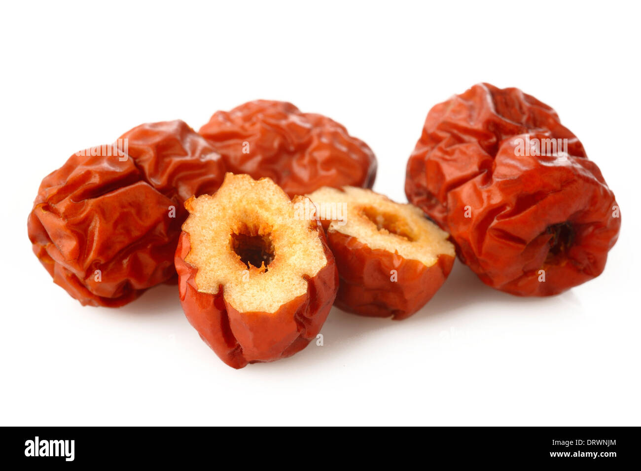 Dried chinese jujubes fruits on white background Stock Photo Alamy