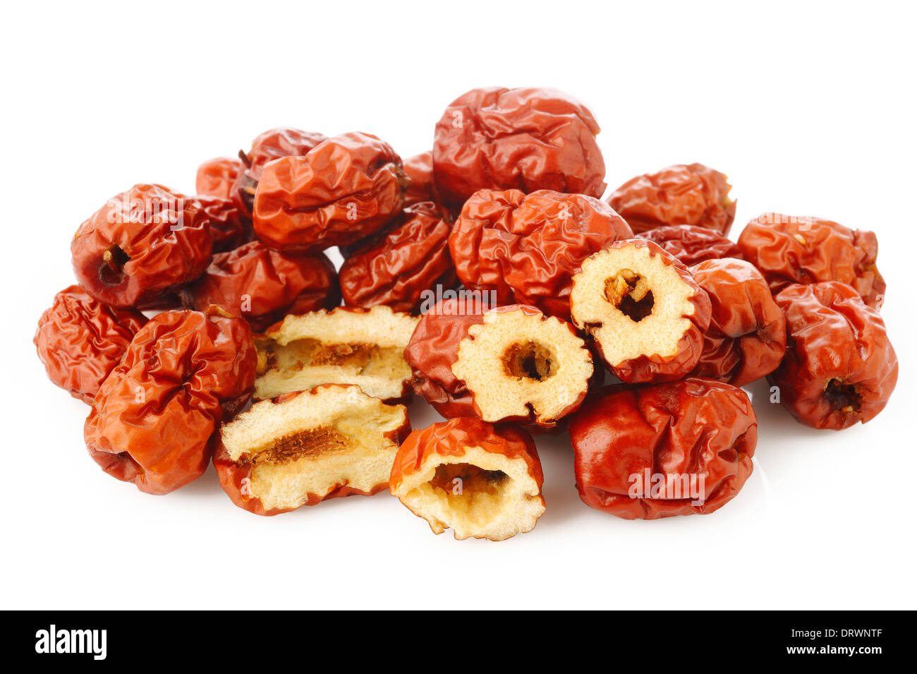 Dried chinese jujubes fruits on white background Stock Photo Alamy