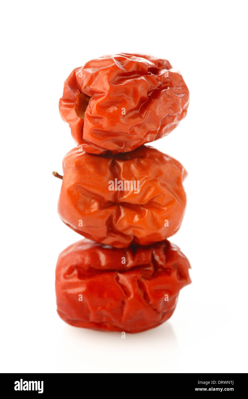 Dried chinese jujubes fruits on white background Stock Photo Alamy