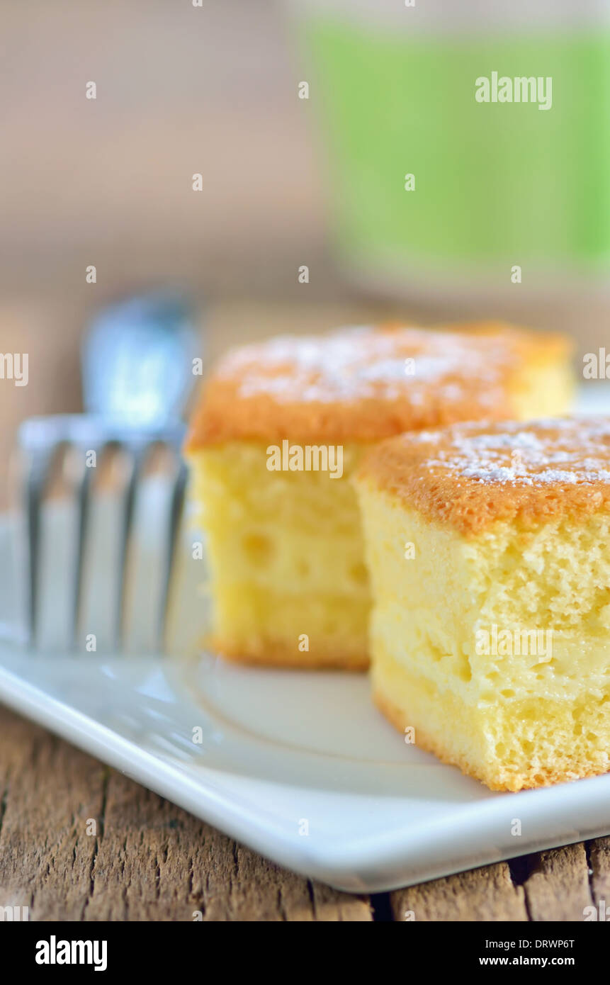 details slice of cheesecake on plate Stock Photo