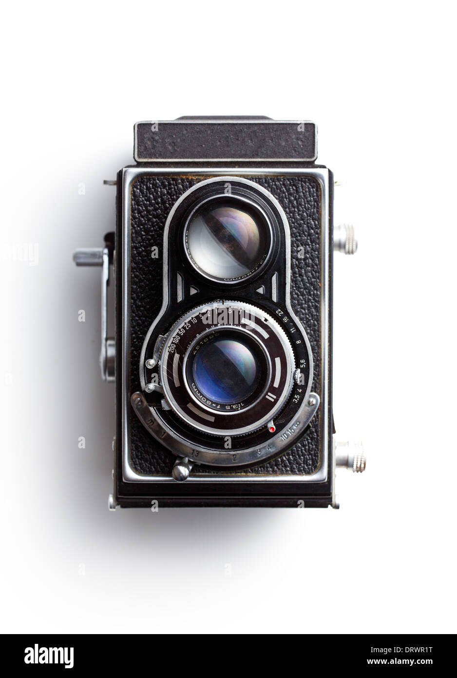 top view of old camera on white background Stock Photo
