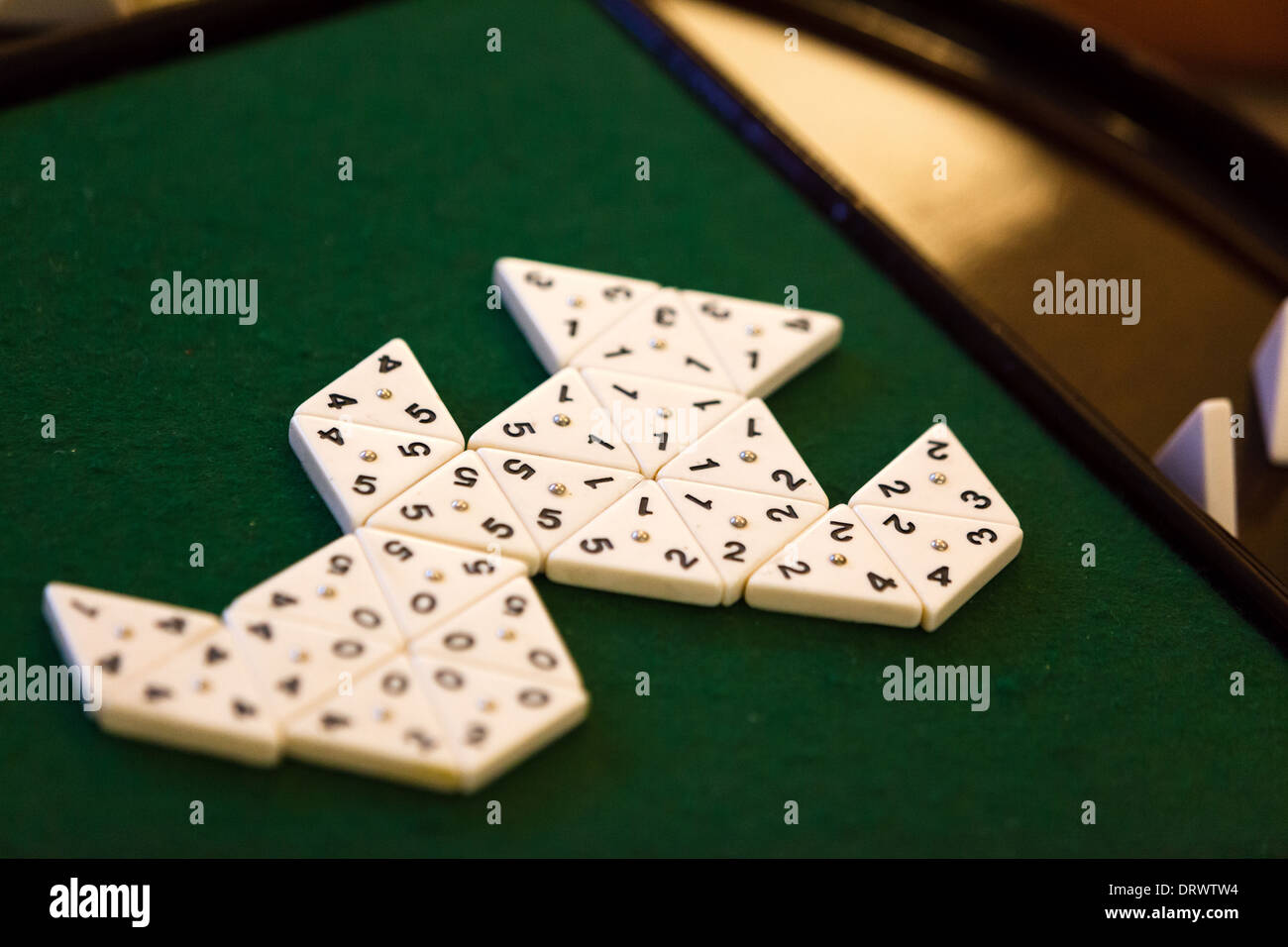 Triangular Dominoes. Table game Stock Photo Alamy