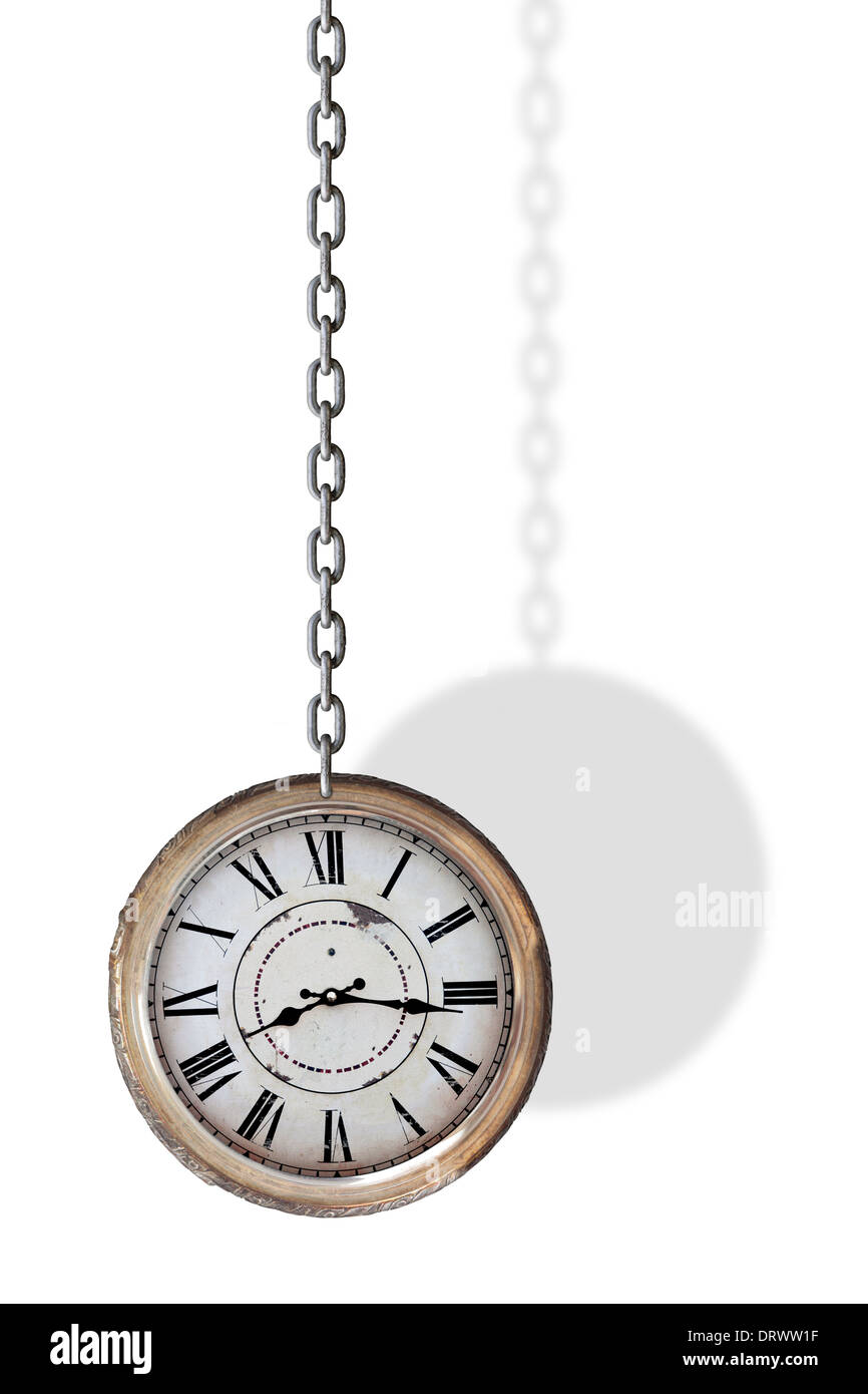 old and vintage clock isolated on white Stock Photo - Alamy