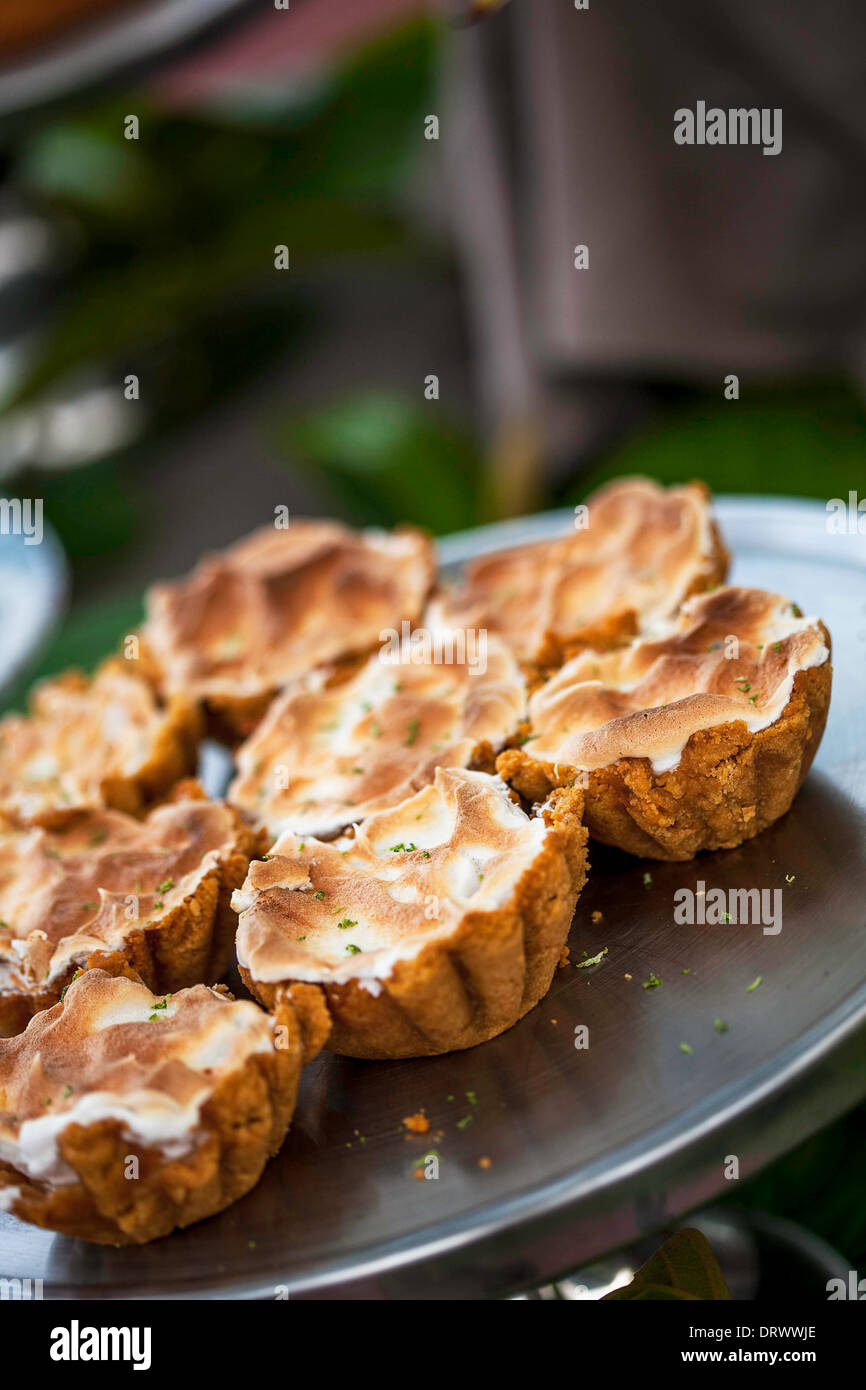Lime tartlets served at Bom Bom Resort, Principe Island Stock Photo