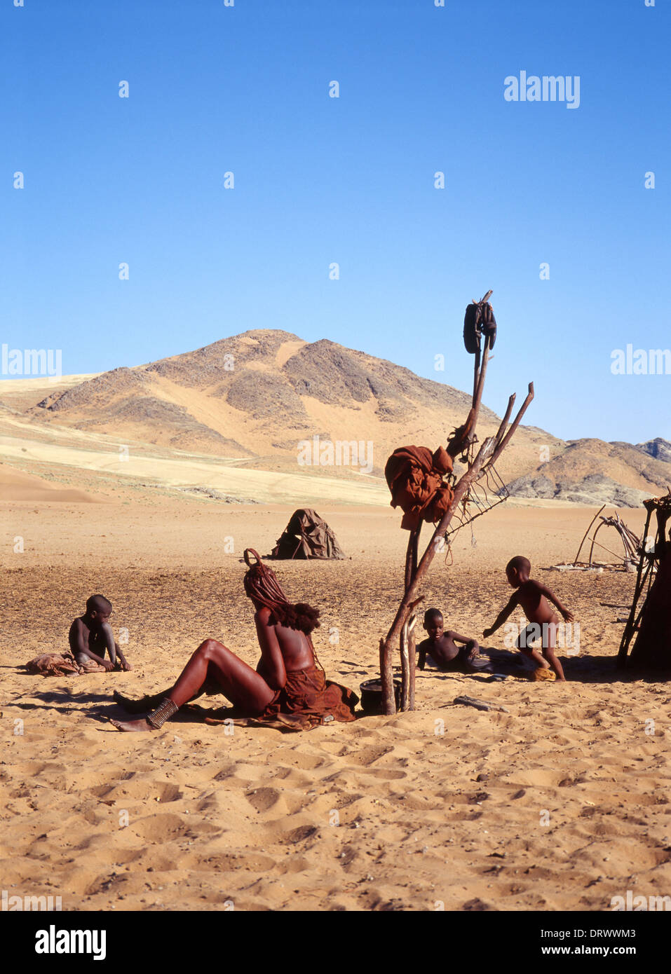 Himba Tribe, Serra Cafema, Namibia, Africa. Stock Photo