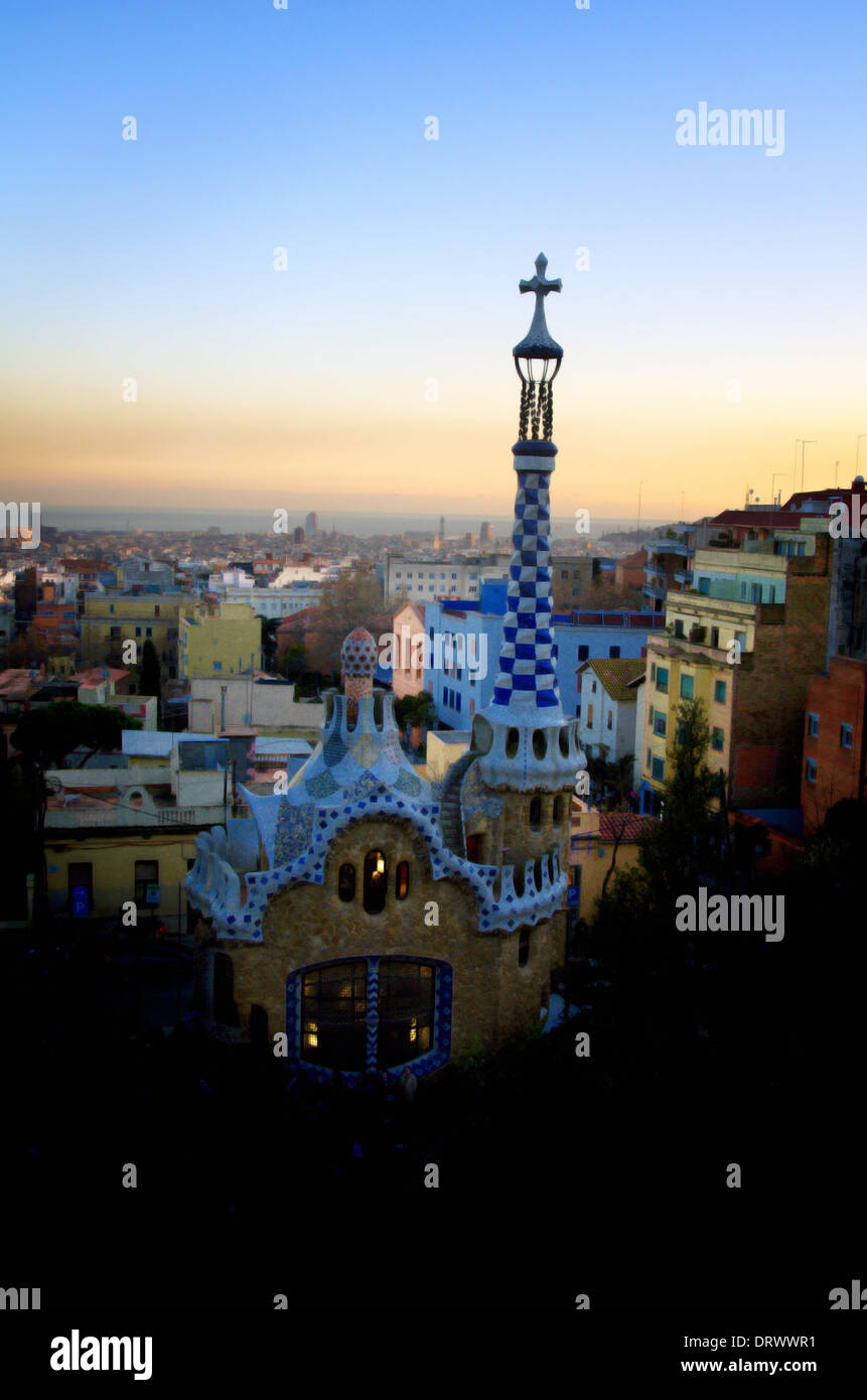 Park Guell and Gaudi Architecture in Barcelona Stock Photo