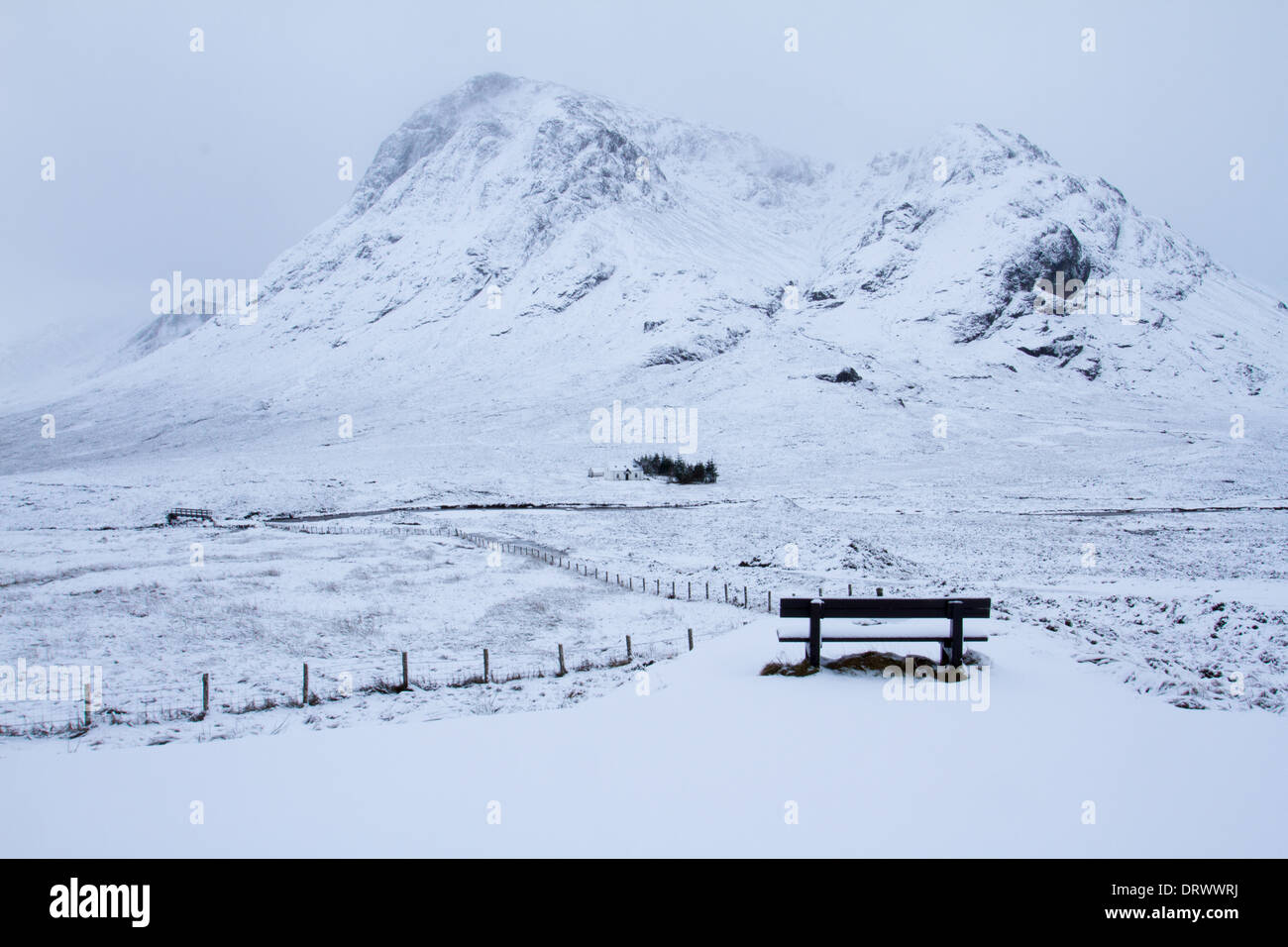 Buachaille Etive Mor, Glencoe, on a snowy winter's day Stock Photo