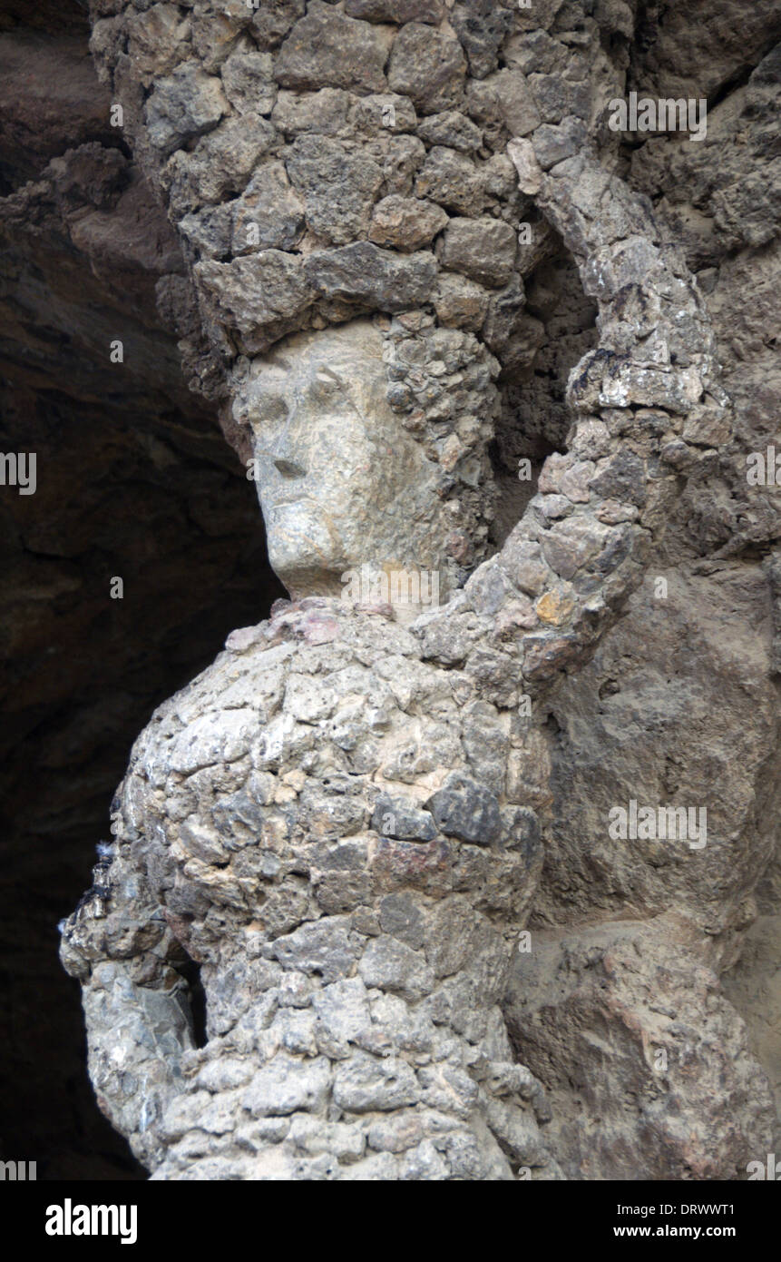 Women Stone Statue in PArk Guell,Barcelona,Gaudi Architecture Stock Photo