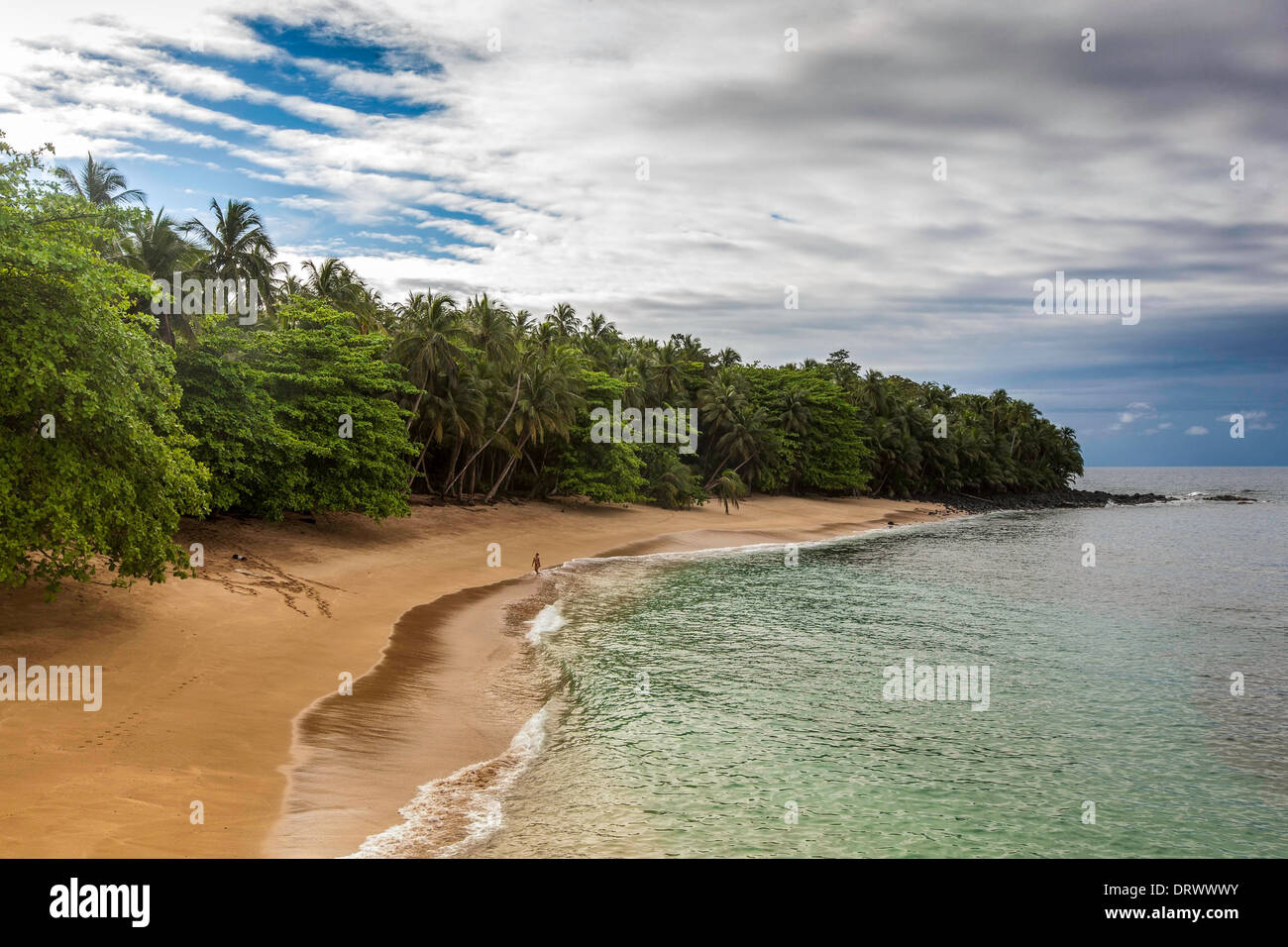 Landscape of Banana Beach, Principe Island Stock Photo