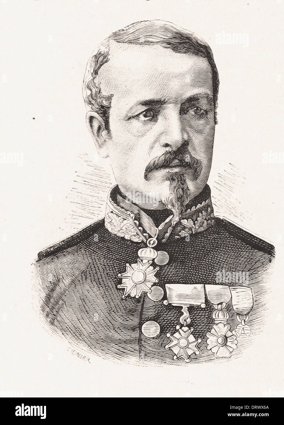 Portrait of Général Frossard - French engraving XIX th century Stock Photo
