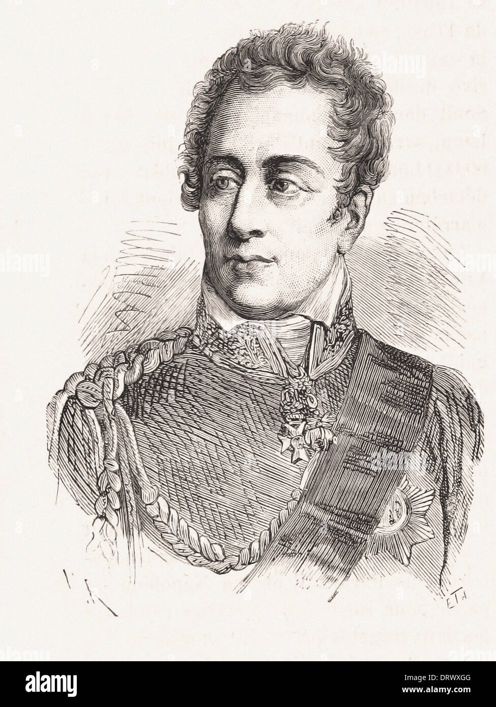 Portrait of Wellington - French engraving XIX th century Stock Photo