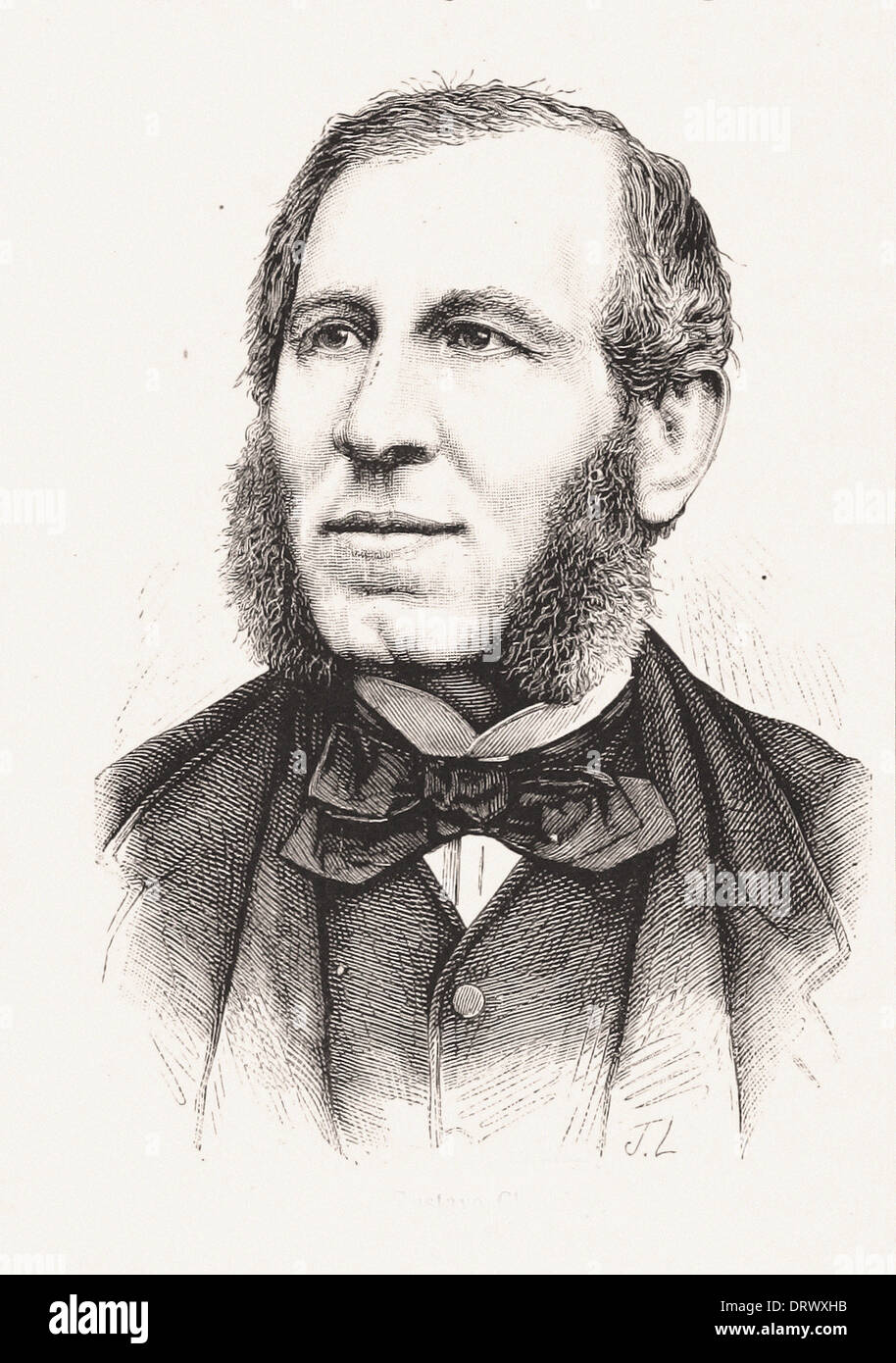 Portrait of Gustave Chaudey - French engraving XIX th century Stock Photo