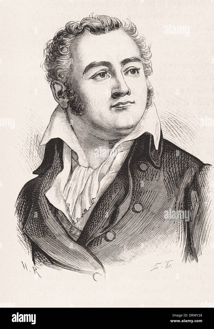 Portrait of Georges Cadoudal - French engraving XIX th century Stock Photo