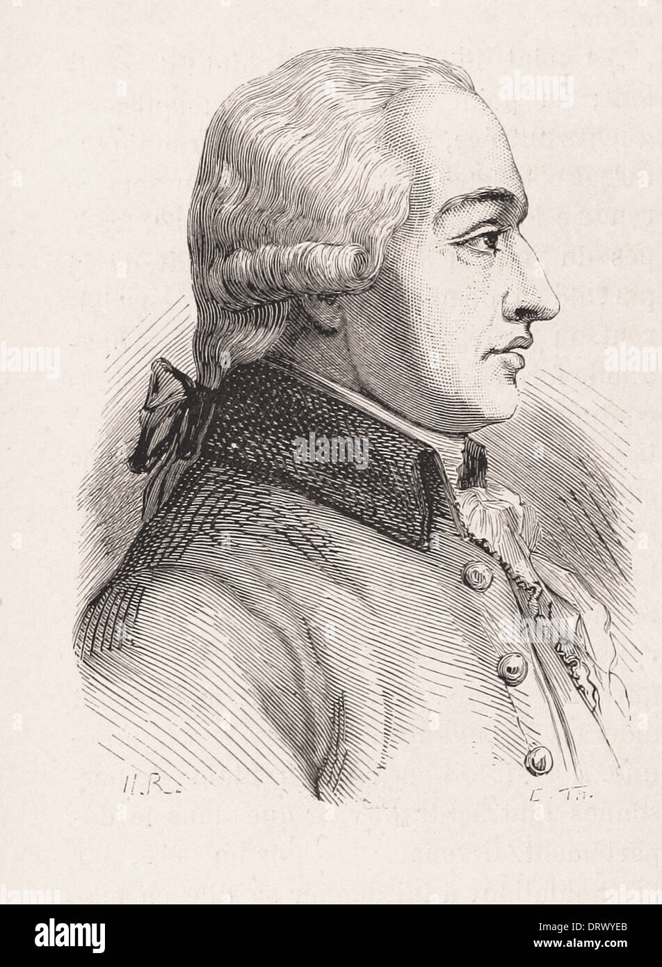 Portrait of Clerfayt - French engraving XIX th century Stock Photo