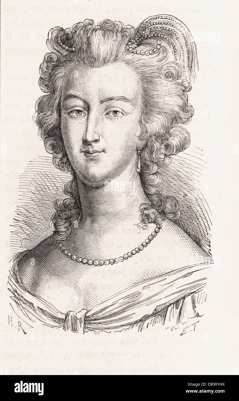Portrait of Marie-Antoinette Queen of France - French engraving XIX th century Stock Photo