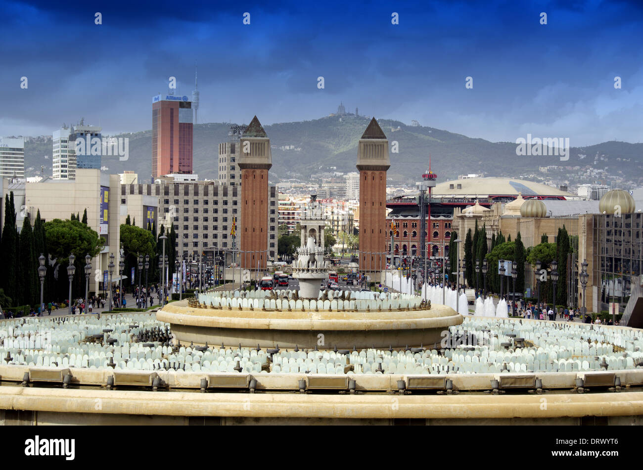 Espanya Square in Barcelona,Spain Stock Photo