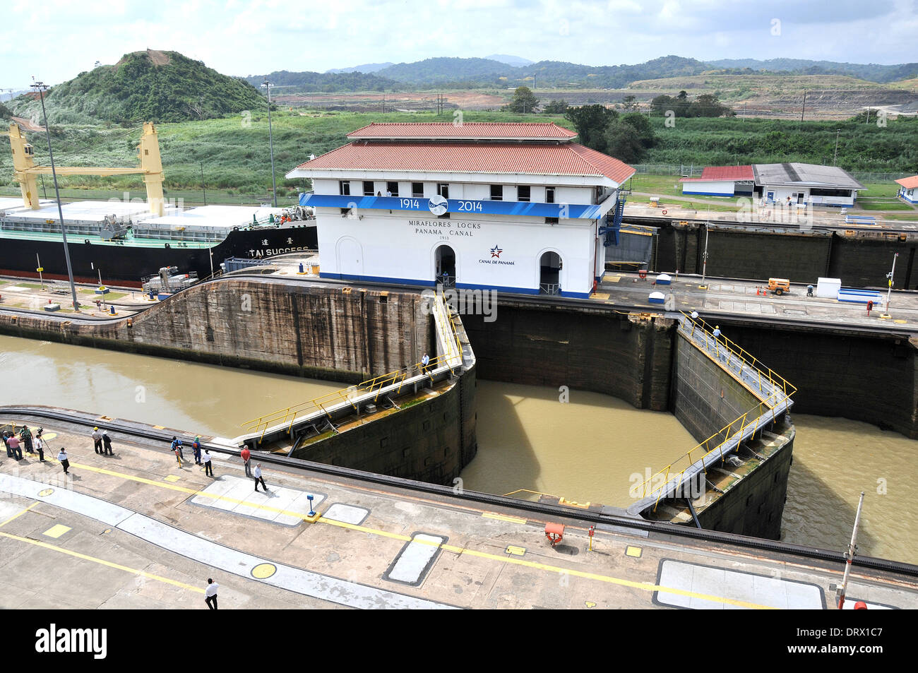 Panama canal Miraflores locks Panama Stock Photo