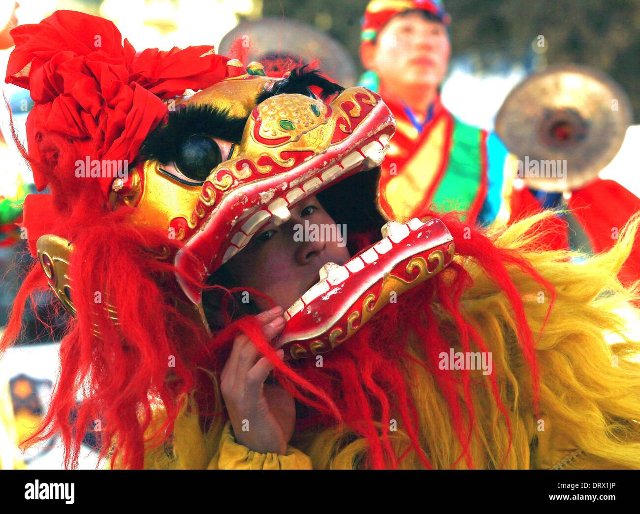Beijing, CHINA, China. 30th Jan, 2014. Chinese dancers perform a ...