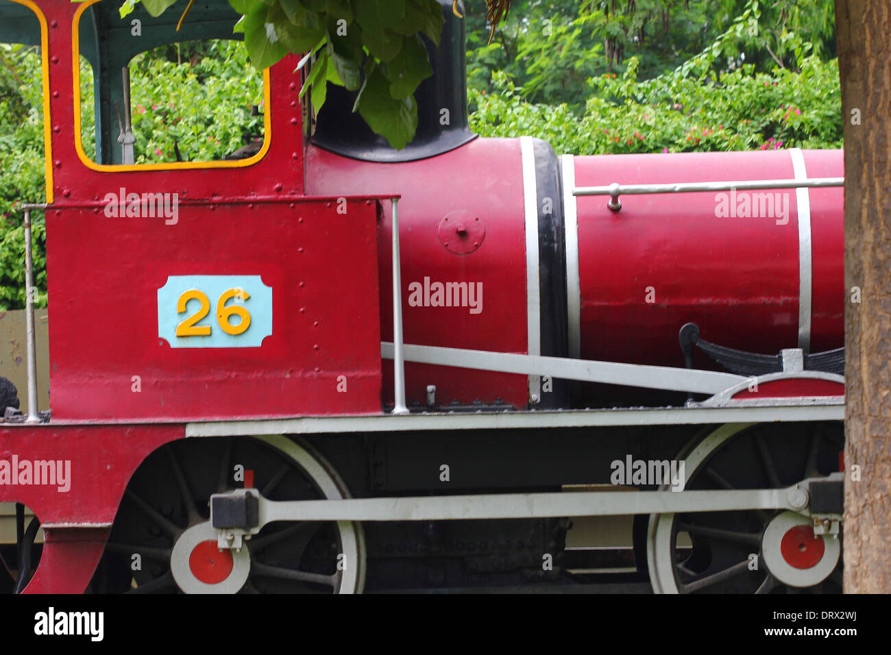 red steam engine standing in rail museum Stock Photo - Alamy