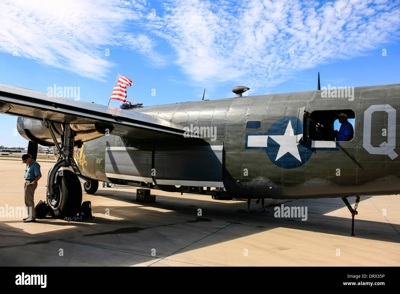 A WW2 B24 Liberator bomber plane on display at Sarasota airport in Florida Stock Photo
