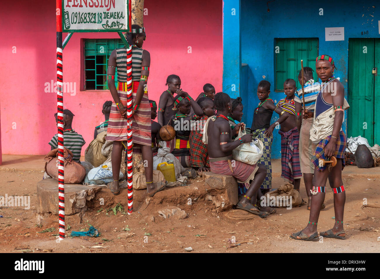 Hamer People In Dimeka Town, Omo Valley, Ethiopia Stock Photo - Alamy