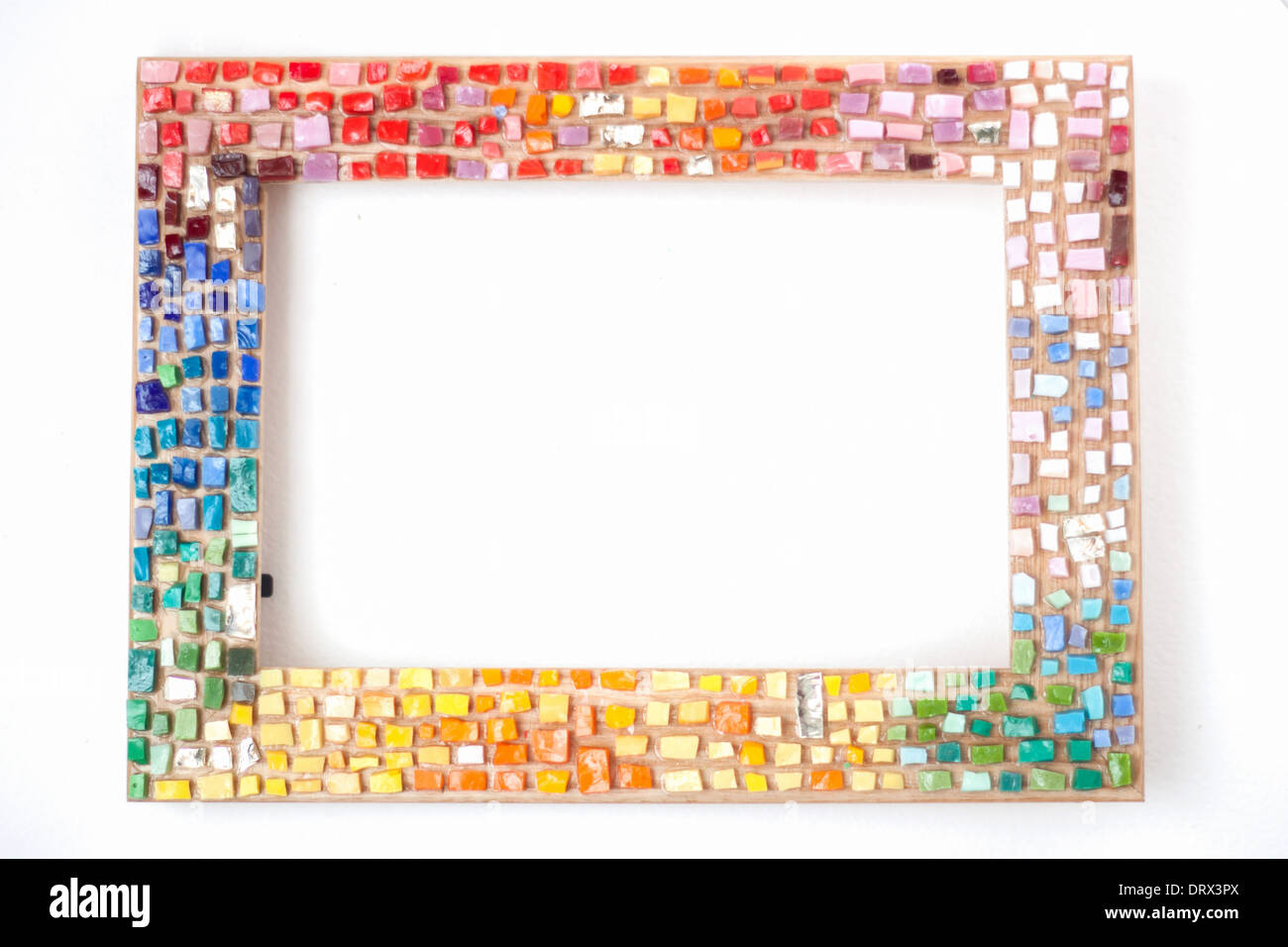 frame mosaic crafts hobby handmade colorful [isolated on white] object nobody tiles colors colours 'copy space' Stock Photo
