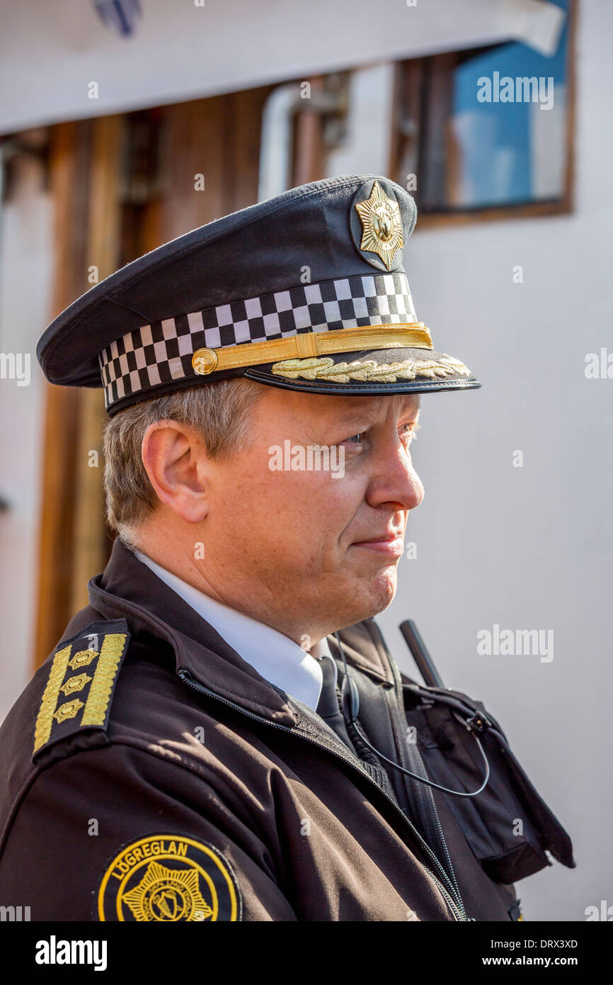 Portrait of police officer, Reykjavik, Iceland Stock Photo