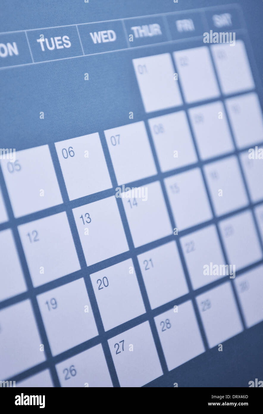 Closeup of calendar page Stock Photo Alamy
