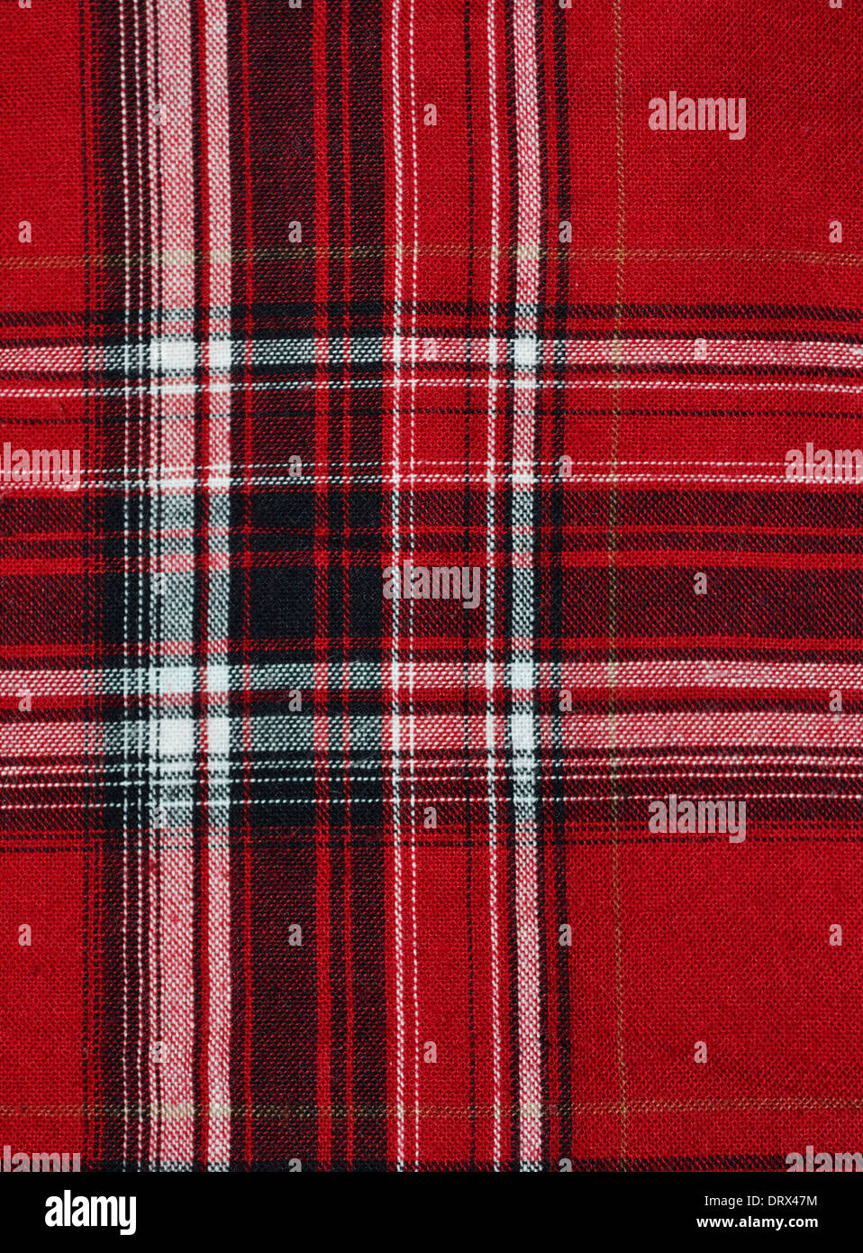 Texture of red-black checkered fabric pattern background Stock Photo