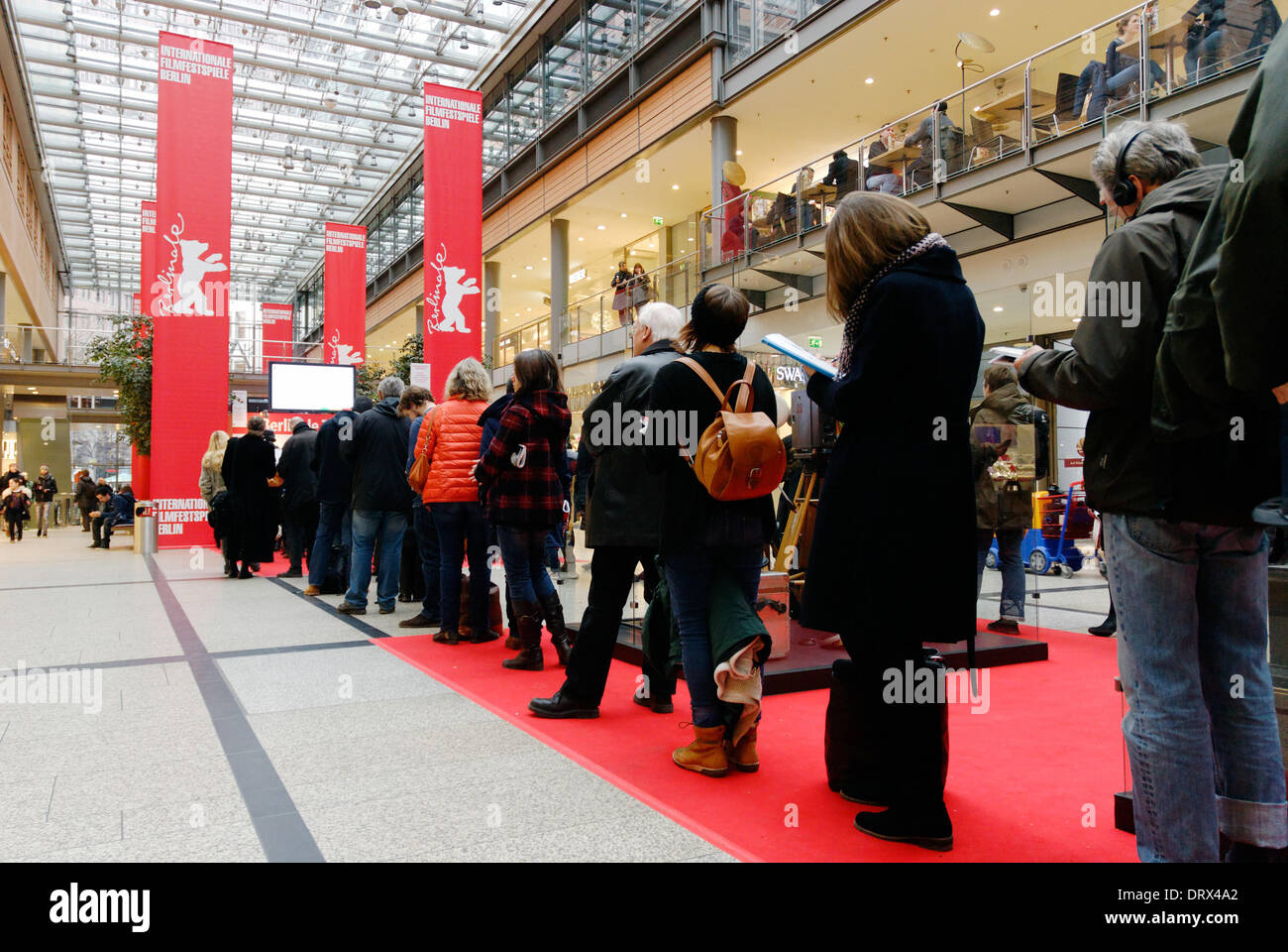 Berlin, Germany. 3rd Feb, 2014. Long queues in front of the outlets for the tickets of the 64th Berlinale. The Berlinale is from 06 February 2014 until 16 February 2014 to take place in Berlin. Credit:  Marcus Krauss/Alamy Live News Stock Photo
