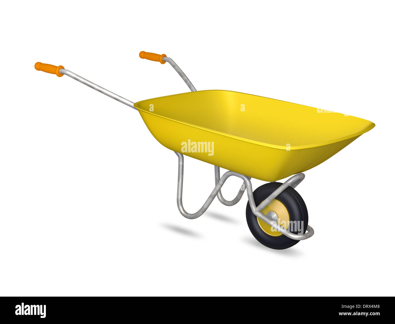 Yellow wheelbarrow isolated on a white background Stock Photo Alamy
