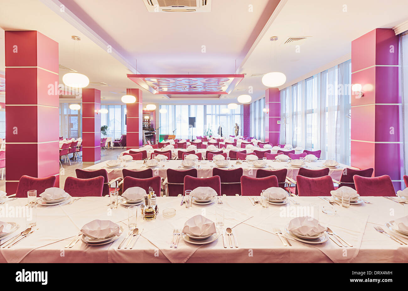 Restaurant Prepared For Wedding Or Birthday Party Stock Photo