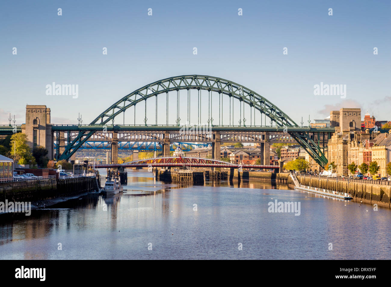 Tyne Bridge spanning the river Tyne to join Gateshead and Newcastle, UK. Stock Photo