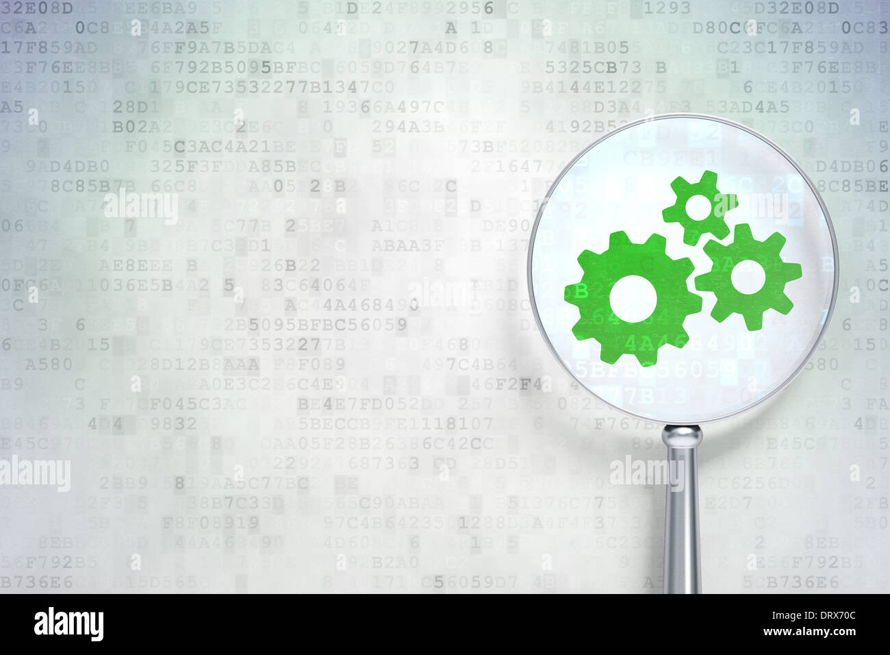 Business concept: Gears with optical glass on digital background Stock ...