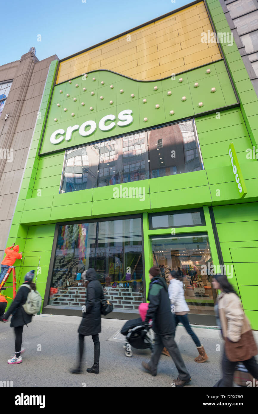 A newly opened Crocs store in Herald Square in New York, seen on Thursday,  January 30, 2014. (© Richard B. Levine Stock Photo - Alamy