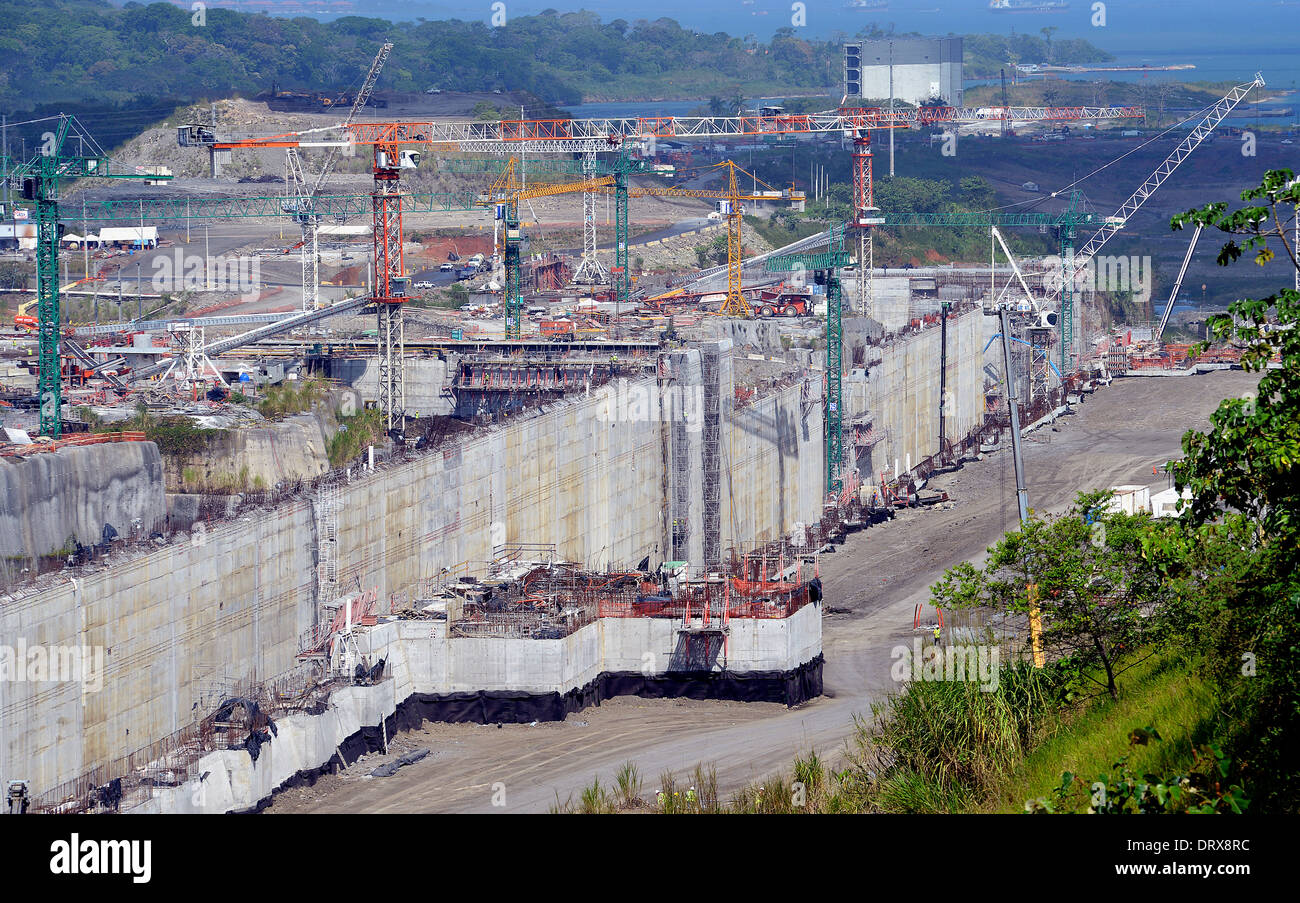 Panama canal extension Gatun locks Stock Photo