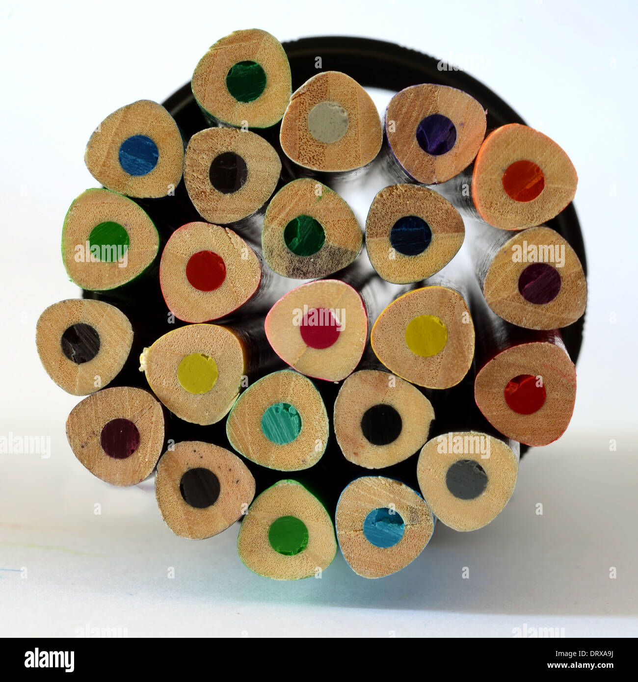 Coloured pencil ends in a round shape Stock Photo