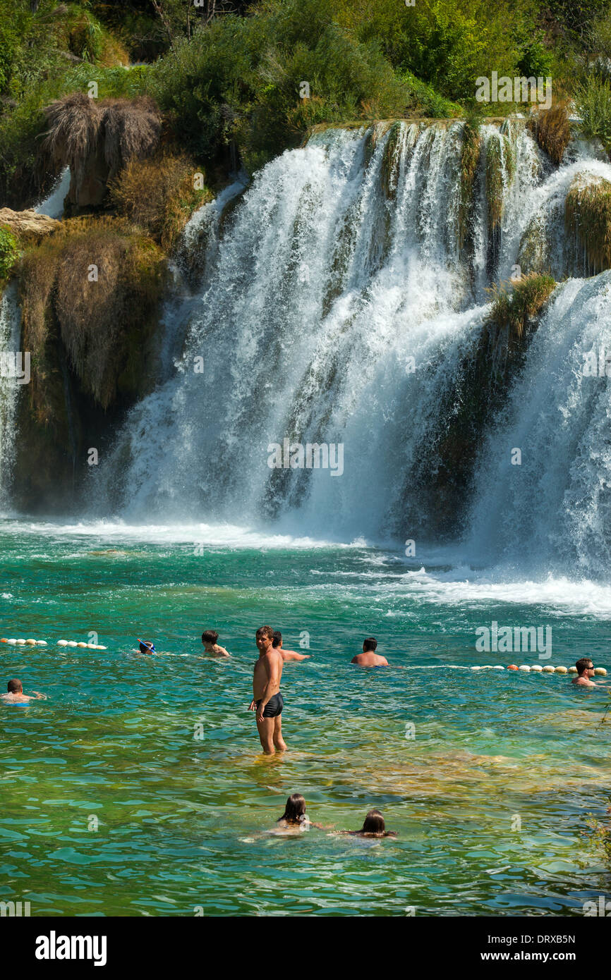 Krka National Park Croatia Jul 28 Tourists Swimming In A River On Stock Photo Alamy