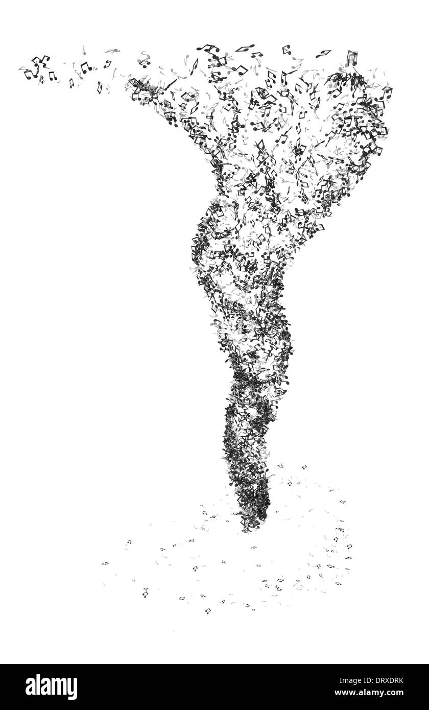 Tornado made up of musical notes isolated on a white background Stock ...