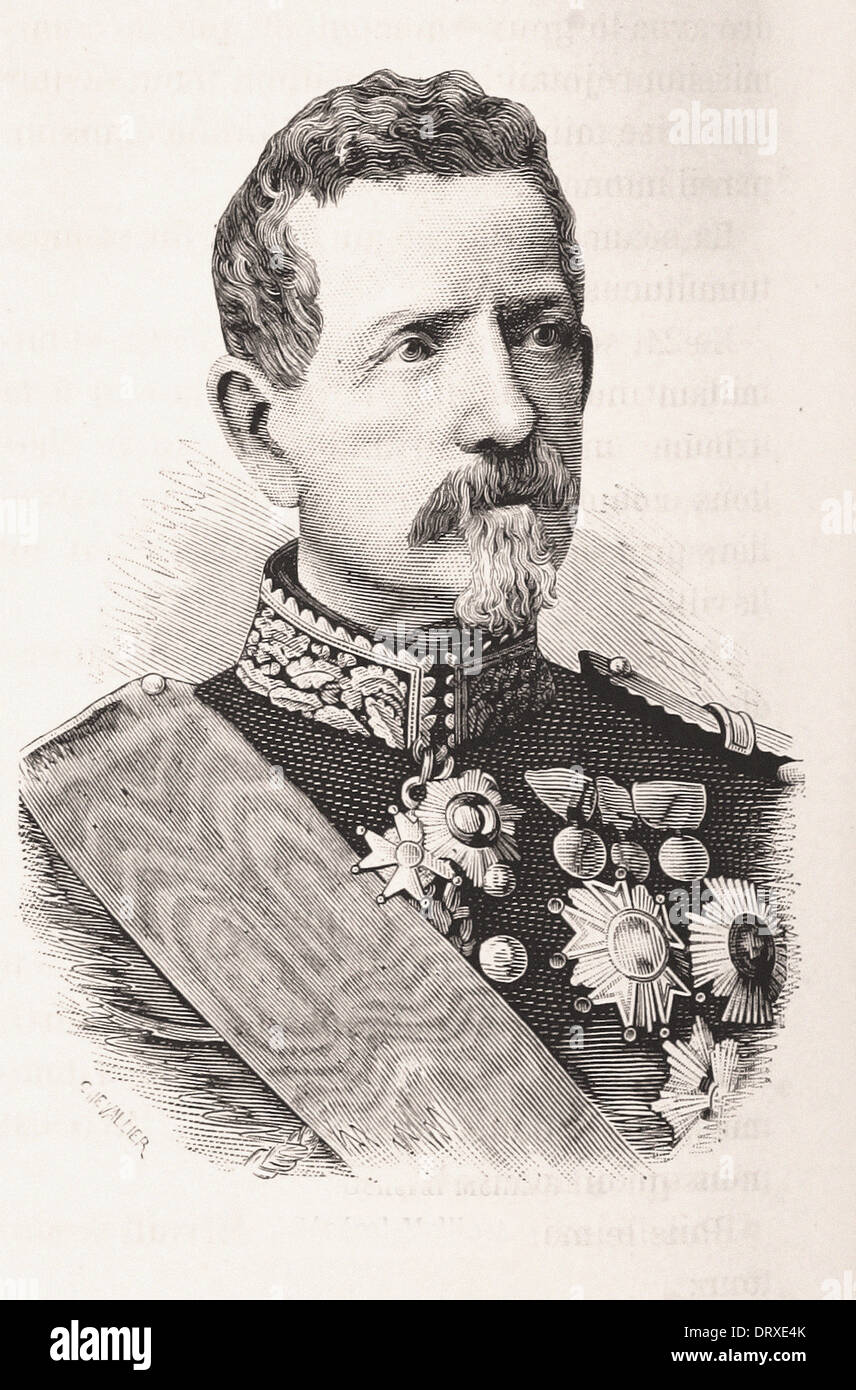 Portrait of Général Mellinet - French engraving XIX th century Stock Photo