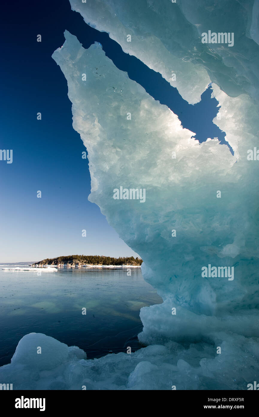 Ice formation on a frozen lake. Stock Photo