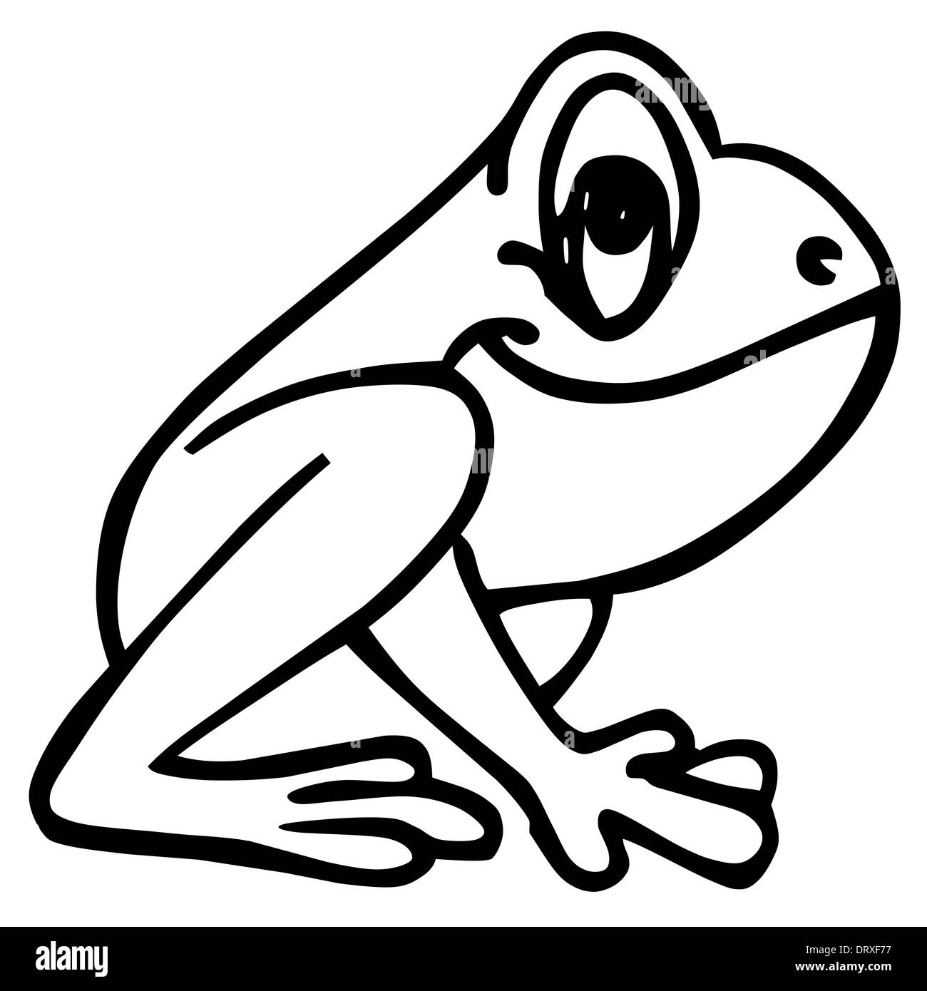 Illustration frog sitting and looking at the top. Stock Photo